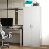 Lockable White Steel Cabinet with Five Shelves - Secure Storage Solution for Office - Ideal for Organizing Files and Supplies