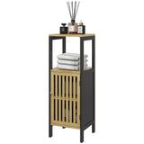Slim Bamboo Bathroom Cabinet - Space-Saving Storage with Open Compartment and Adjustable Shelf - Ideal for Small Bathrooms and Tight Spaces