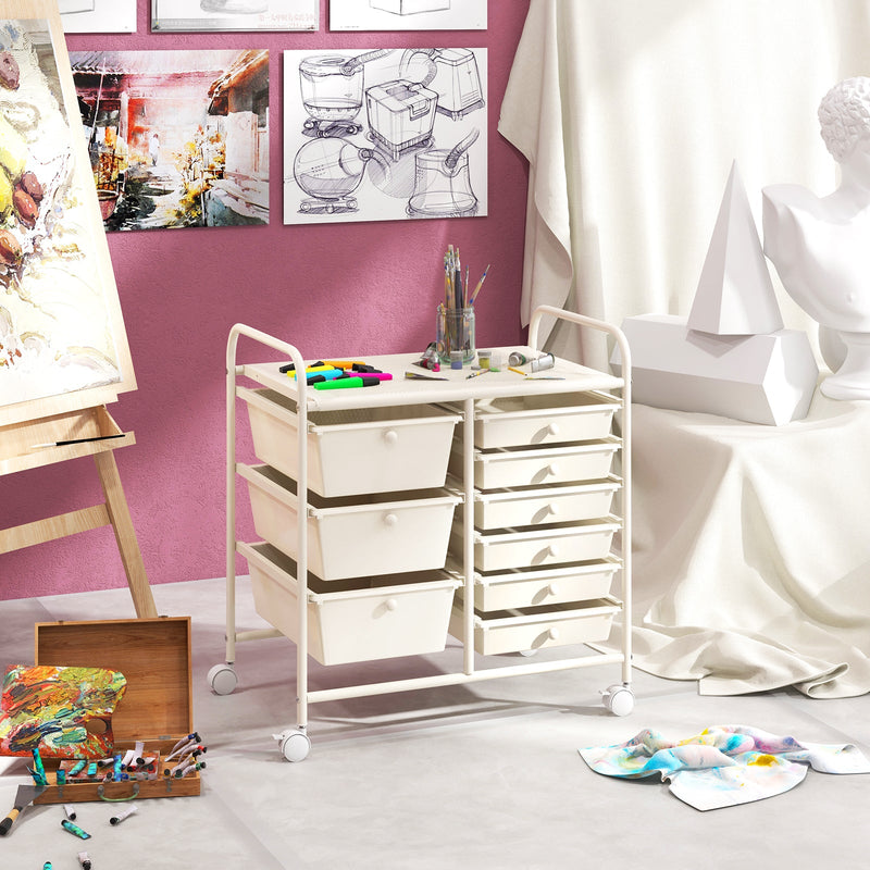 9-Drawer Rolling Storage Cart Tools Scrapbook Paper Organizer-