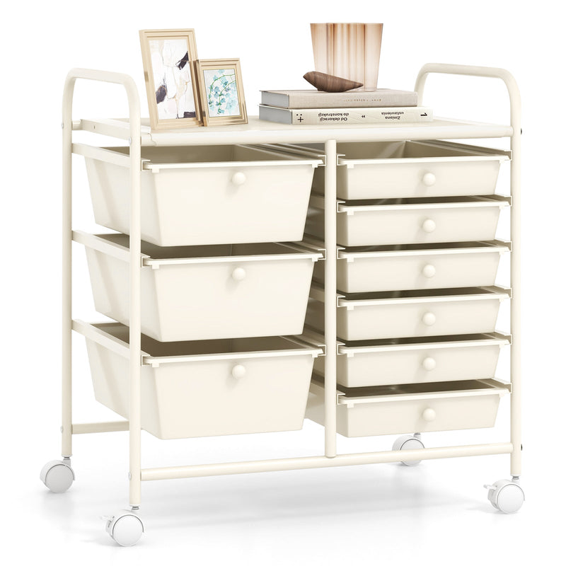 9-Drawer Rolling Storage Cart Tools Scrapbook Paper Organizer-
