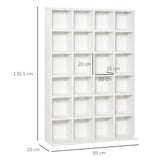 Media Storage Shelf Rack for 480 CDs / 312 DVDs - Wooden Bookcase with 4 Adjustable Shelves in White - Ideal for Organizing Media and Displaying Collectibles
