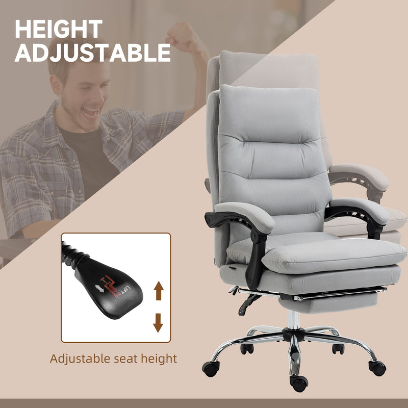 Ergonomic Recliner Office Chair with Heat & Massage Functions - Microfiber Swivel Chair with Armrest, Adjustable Footrest & Enhanced Double-Tier Cushioning - Ideal for Stress Relief & Relaxation at Work