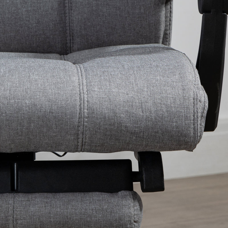 Ergonomic Reclining Office Chair with Vibration Massage and Heat - Fabric Desk Chair with Head Pillow, Footrest, and Armrest in Grey - Comfort for Long Hours at Work or Gaming