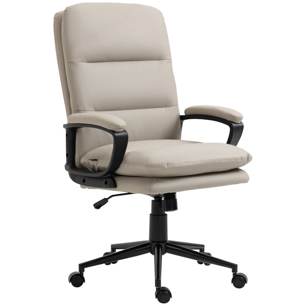 Ergonomic High Back Office Chair - PU Leather, Dual-Tier Padding, Swivel Wheels, Adjustable Height - Comfortable Desk Seating for Professionals