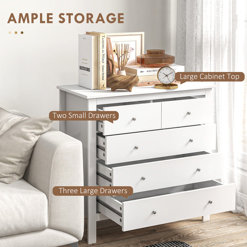 5-Drawer Modern Chest - Bedroom Storage Cabinet with Metal Handles & Smooth Runners - Space-Saving Organizer for Contemporary Home
