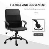 Ergonomic PVC Leather Office Chair with Mesh Panel - Swivel Seat, Padded, Adjustable Height & Tilt, 5-Wheel Base - Comfortable Desk Seating for Professionals