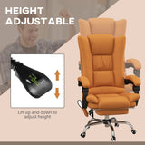 Light Brown Vibration Massage Office Chair with Heat - PU Leather Computer Seat, Extendable Footrest, Padded Armrest, Reclining Back - Ultimate Comfort for Professionals Working from Home