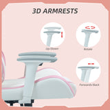 Ergonomic Racing Gaming Chair - Faux Leather with Lumbar & Headrest Support, 3D Adjustable Armrests - Comfortable Swivel Seating for Home Office Gamers in Pink
