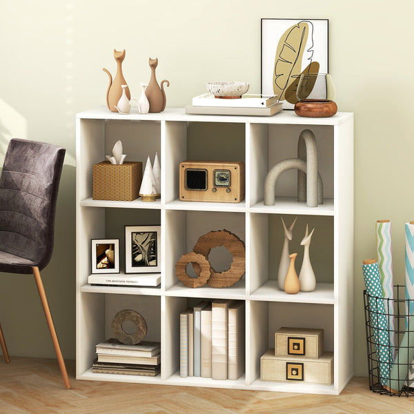 Cube Organizer - 9-Cube Bookshelf with Anti-Tipping Kits for Living Room or Playroom - Ideal Home Storage System in White