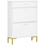 Modern 2-Flip Door Shoe Cabinet with Drawer - Adjustable Shelf Hallway Storage Organizer for 12 Pairs - Ideal for Entryway Clutter Reduction