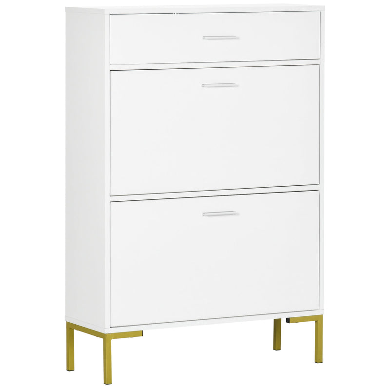 Modern 2-Flip Door Shoe Cabinet with Drawer - Adjustable Shelf Hallway Storage Organizer for 12 Pairs - Ideal for Entryway Clutter Reduction