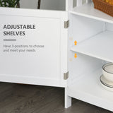 Kitchen Console Sideboard - 2-Tier Cabinet with Open Shelf Storage, White Finish - Ideal for Dining Room Organization and Decor