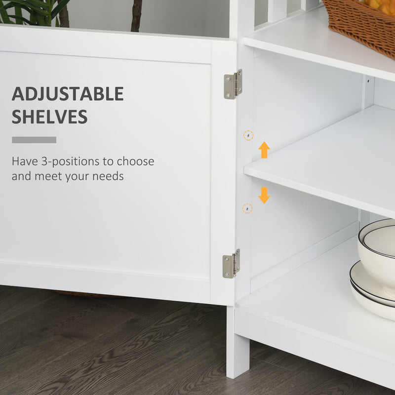 Kitchen Console Sideboard - 2-Tier Cabinet with Open Shelf Storage, White Finish - Ideal for Dining Room Organization and Decor