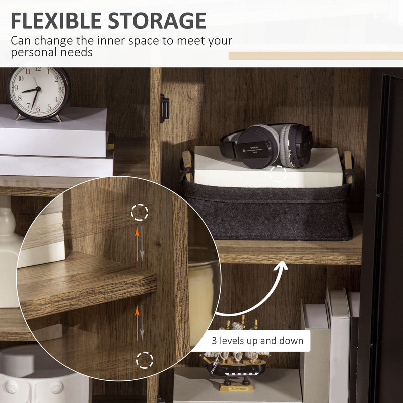3-Tier Cupboard Storage Cabinet with Steel Door - Adjustable Home Organizer Sideboard for Dining, Living Room, Kitchen - Ideal for Space Optimization and Clutter Reduction