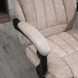 Ergonomic Microfibre Home Office Chair with Reclining Feature - Swivel Wheels, Adjustable Armrests and Footrest for Comfort - Ideal for Extended Desk Work, Beige