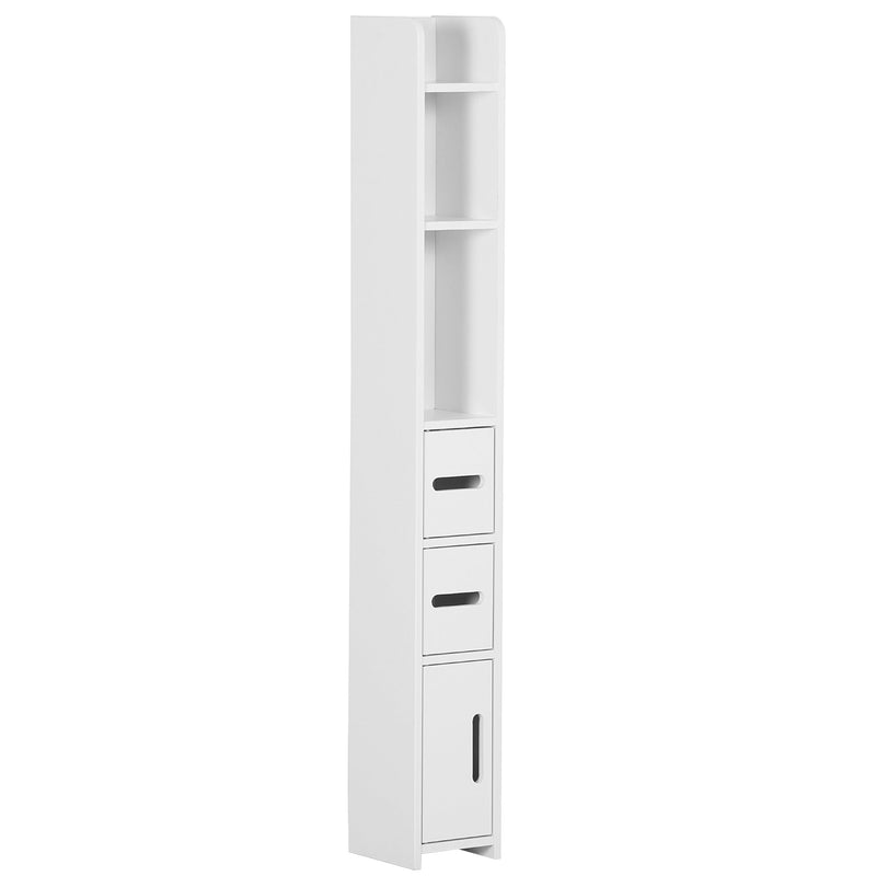 Freestanding Tall Bathroom Storage Cabinet - Modern Organizer with Open Shelves & 3 Cupboards - Ideal for Bedroom, Hallway & Bathroom Clutter Control