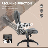 Heated Massage Recliner Chair - Linen-Feel Fabric with 360° Swivel & Six Massage Points - Comfortable Office Chair for Stress Relief