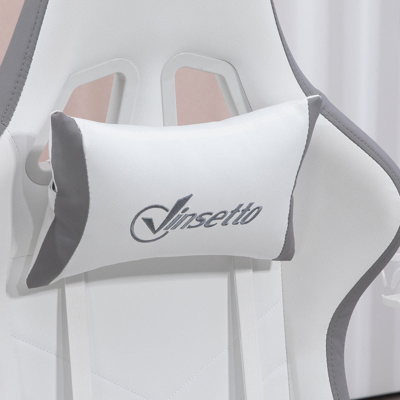 Racing Gaming Chair with Footrest - PU Leather Reclining Computer Chair with 360 Swivel, Headrest & Lumbar Support - Ergonomic Design for Gamers and Home Office Use