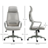 Ergonomic High-Back Mesh Home Office Chair with Wheels - Adjustable Height and Comfortable Lumbar Support - Ideal for Work from Home Professionals and Students