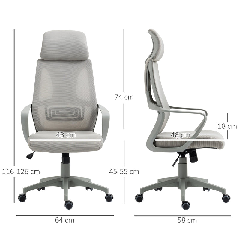 Ergonomic High-Back Mesh Home Office Chair with Wheels - Adjustable Height and Comfortable Lumbar Support - Ideal for Work from Home Professionals and Students