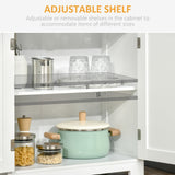 4-Door Freestanding Kitchen Cupboard - Elegant Storage Cabinet with Adjustable Shelf & Glass Doors - Ideal for Dining & Living Areas, Classic White Design