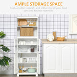 4-Door Freestanding Kitchen Cupboard - Elegant Storage Cabinet with Adjustable Shelf & Glass Doors - Ideal for Dining & Living Areas, Classic White Design