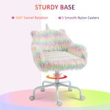 Unicorn Height Adjustable Fluffy Office Chair - Ergonomic Desk Seating with Armrests and Swivel Wheels - Colorful Chair for Comfortable Home Office Setup