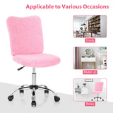 Adjustable Armless Office Chair with Faux Fur - Swivel Design, Chrome Base in Grey - Ideal for Comfortable Workspaces