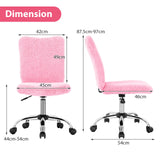 Adjustable Armless Office Chair with Faux Fur - Swivel Design, Chrome Base in Grey - Ideal for Comfortable Workspaces