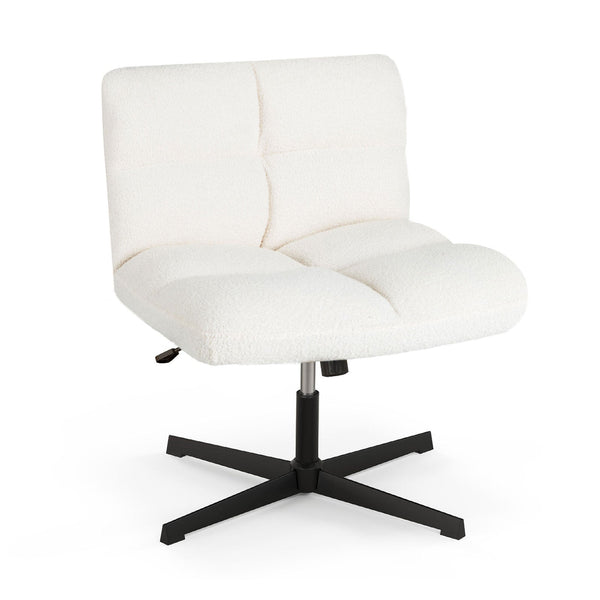 Armless Adjustable Office Chair - Imitation Lamb Fleece Design - Perfect for Comfortable, Cozy Seating in Workspace