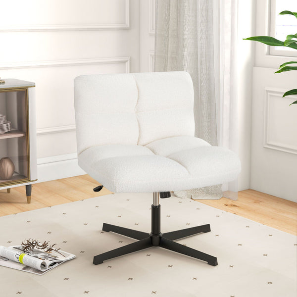 Armless Adjustable Office Chair - Imitation Lamb Fleece Design - Perfect for Comfortable, Cozy Seating in Workspace