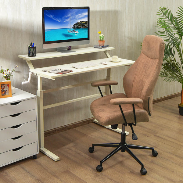Ergonomic Suede Office Chair - Adjustable and Reclining Backrest in Brown - Ideal for Comfortable, Long-lasting Workspace Seating Solutions