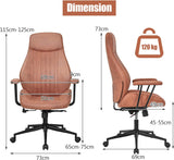 Ergonomic Suede Office Chair - Adjustable and Reclining Backrest in Brown - Ideal for Comfortable, Long-lasting Workspace Seating Solutions