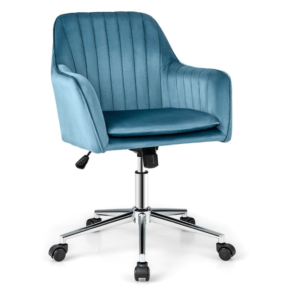 Adjustable Velvet Leisure Chair with 4 Universal Wheels for Daily-