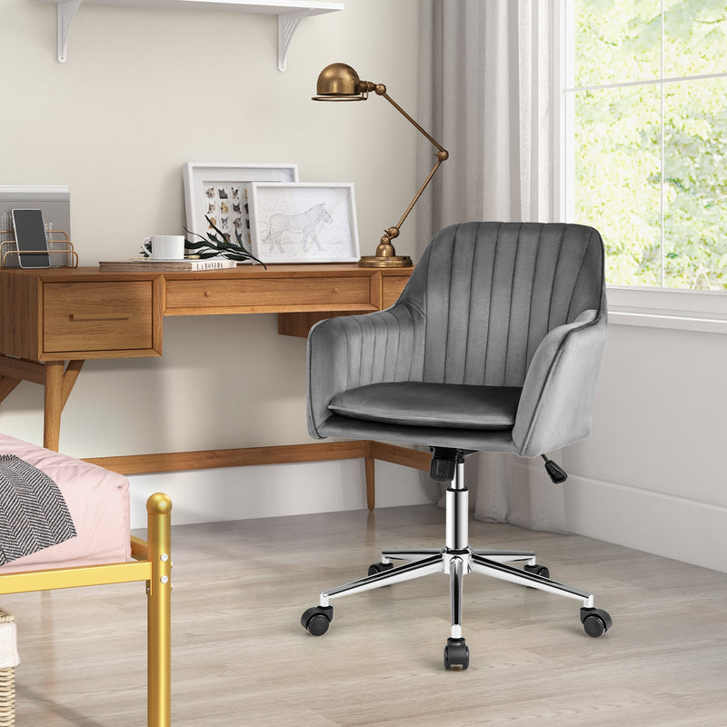 Adjustable Velvet Leisure Chair with 4 Universal Wheels for Daily-