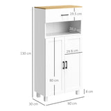 Freestanding Nordic Cupboard - Elegant White Storage Cabinet with Drawers, Doors & Open Countertop - Ideal for Living & Dining Spaces, 130cm