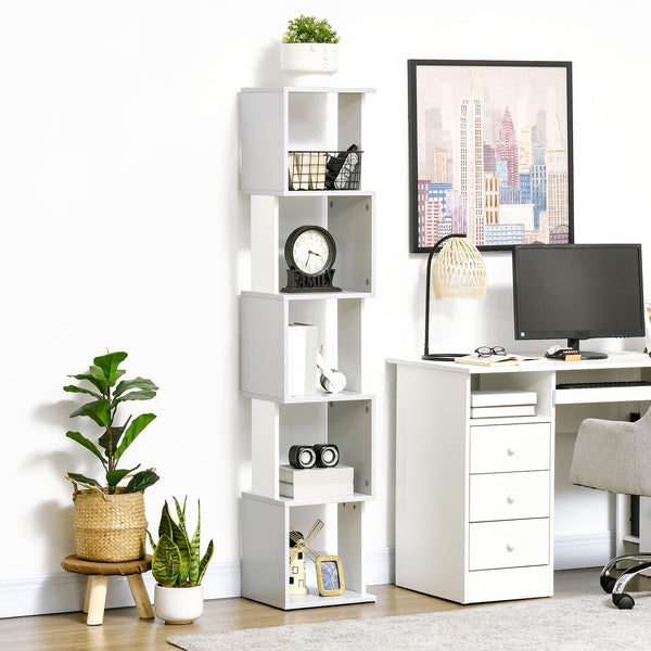 5-Tier Modern Bookshelf - Freestanding Light Grey Bookcase for Storage and Display - Ideal for Home Office, Living Room, or Study Organization