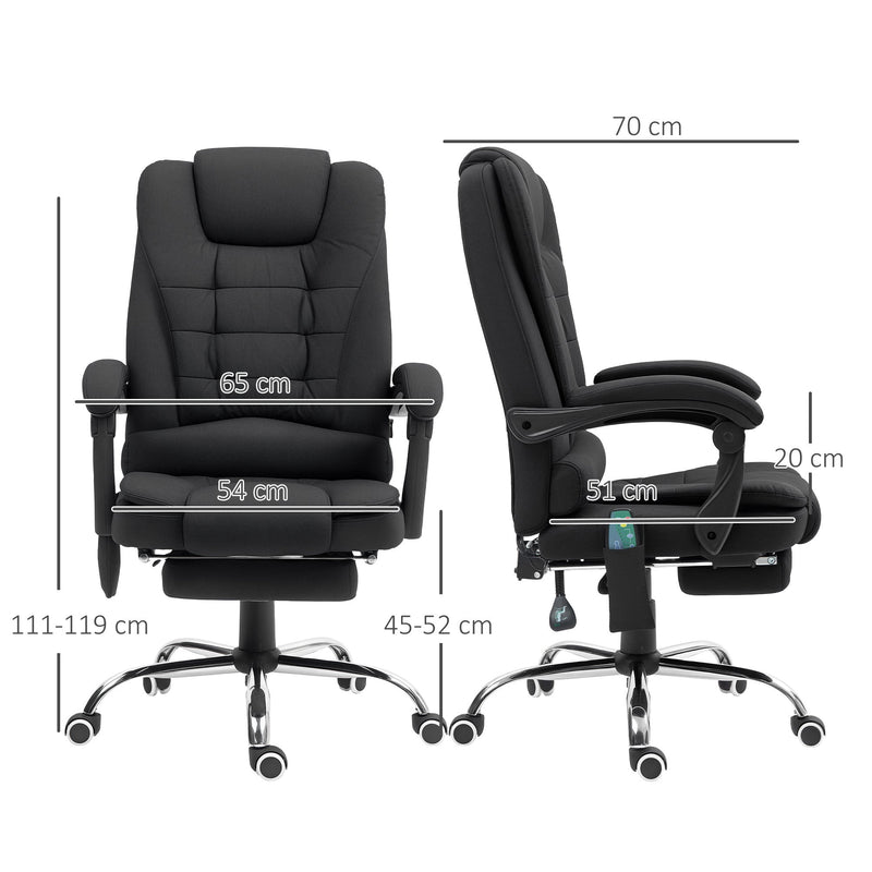 Vinsetto Heated 6 Points Vibration Massage Executive Office Chair Adjustable Swivel Ergonomic High Back Desk Chair Recliner with Footrest Black