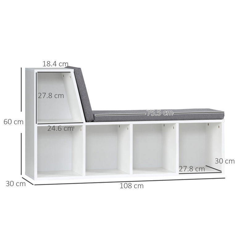 Cushioned Reading Nook Bookcase - Multipurpose Storage Shelf with Cozy Seat - Ideal for Study or Living Room Organization