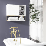 Over-The-Toilet Bathroom Wall Cabinet with Doors - Space-Saving Storage Shelves for Hallway and Living Room - Elegant White Organizer for Home Clutter Control