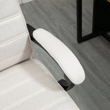 High-Back Linen Executive Chair - Swivel & Reclining Office Furniture with Adjustable Height and Footrest - Comfortable Padded Armrests for Home or Work Spaces in Cream White