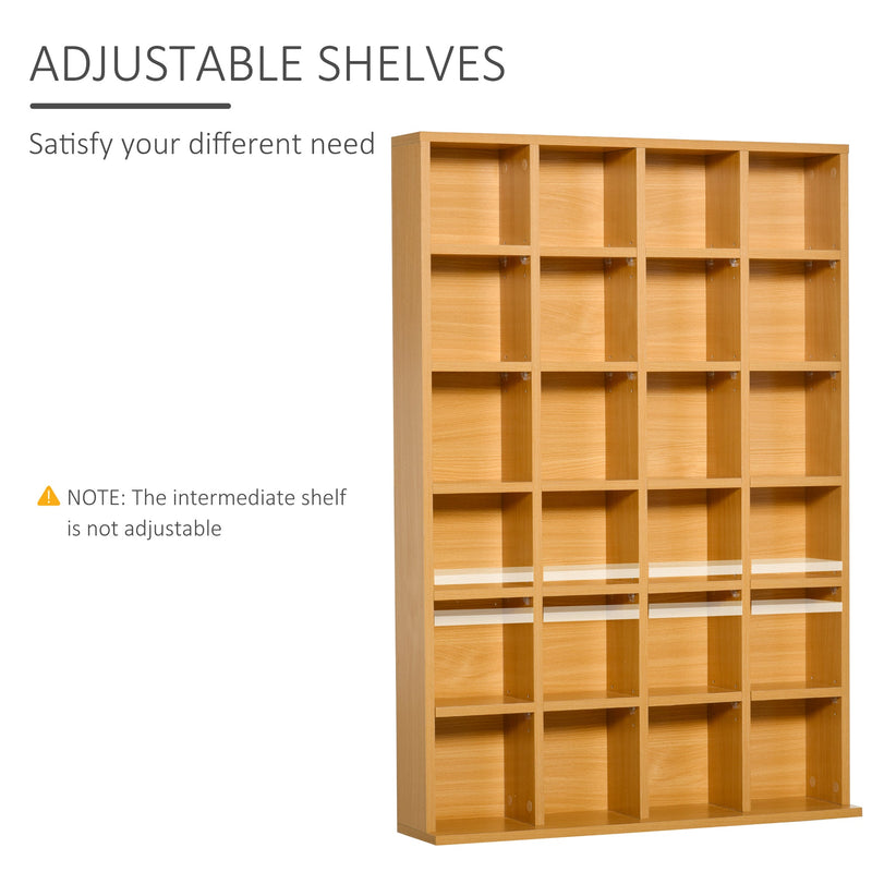 Media Storage Organizer - 480 CD / 312 DVD Capacity Wooden Rack with 4 Adjustable Shelves - Ideal for Bookcase and Display Unit