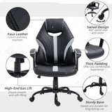 Ergonomic Racing Gaming Chair - Faux Leather Swivel Office Chair with 5 Wheels, Black and Grey - Ideal for Long Gaming Sessions & Professional Gamers