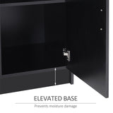 2-Door & 4-Drawer Sideboard Storage Cabinet - Freestanding Cupboard and Chest Organizer for Kitchen & Living Room - Sleek Black Finish for Home Organization