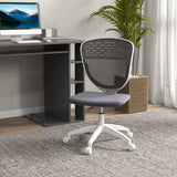 Mesh Office Chair - Armless, Height Adjustable with Swivel Wheels, Grey - Ideal for Home and Office Comfort
