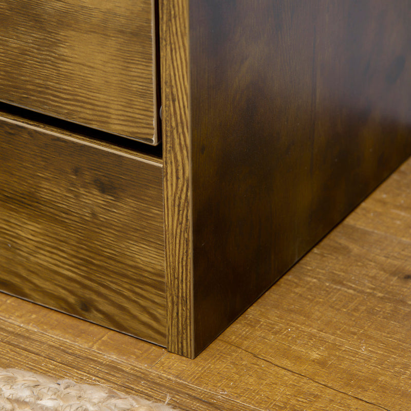 Slim 2-Drawer Shoe Cabinet with Adjustable Shelves - Rustic Brown Entryway Cupboard with Open Space and Flip Doors - Space-Saving Organizer for Shoes and Accessories