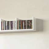 HOMCOM Wall Mount 84 CD / 56 DVD/Blu-ray/ Media Storage Rack 4 Cubes, Wooden Shelf Organiser Unit Bookcase Display, Set of 2, White