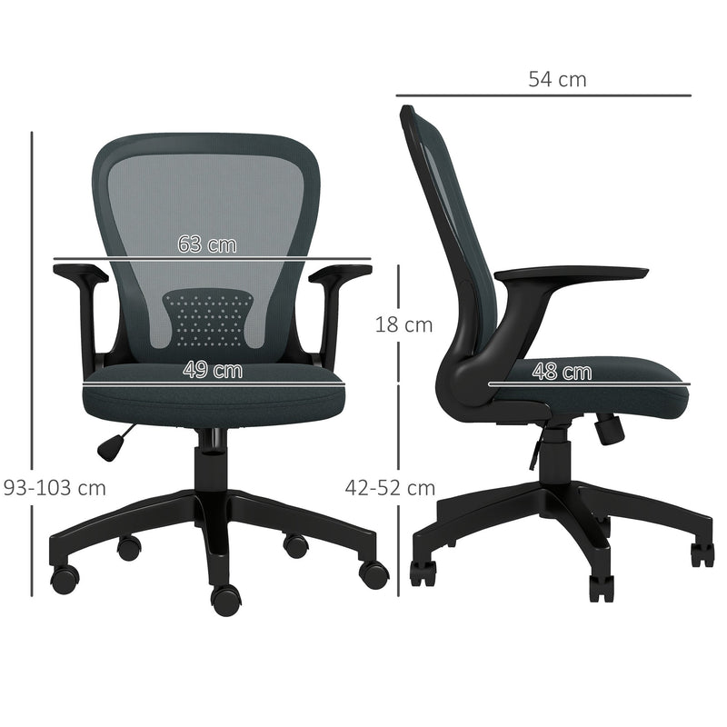 Ergonomic Mesh Office Chair with Flip-Up Armrests - Lumbar Support and Swivel Wheels for Comfortable Seating - Ideal for Home and Office Use