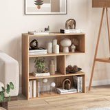 3-tier Bookshelf Irregular Open Back Bookcase with 3 Cubes-