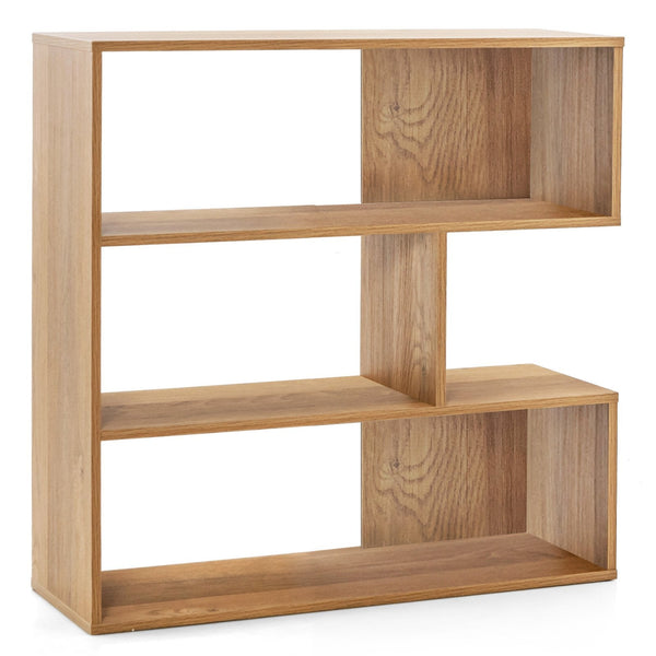 3-tier Bookshelf Irregular Open Back Bookcase with 3 Cubes-
